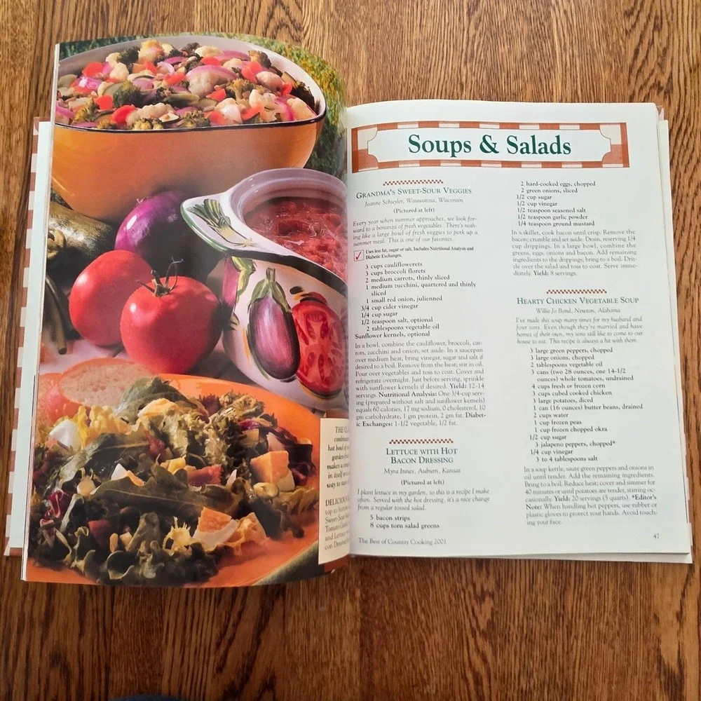 The Best of Country Cooking 2001 Hardcover Cookbook Reiman Publications Gingham